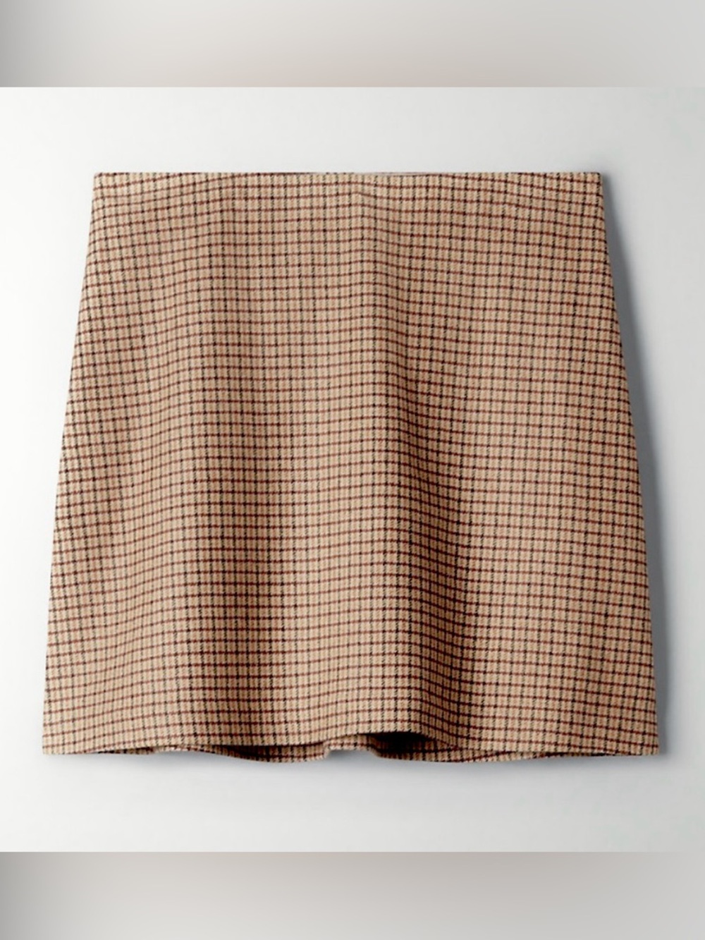 Aritzia Wilfred Beige and Brown Wool Mini Skirt